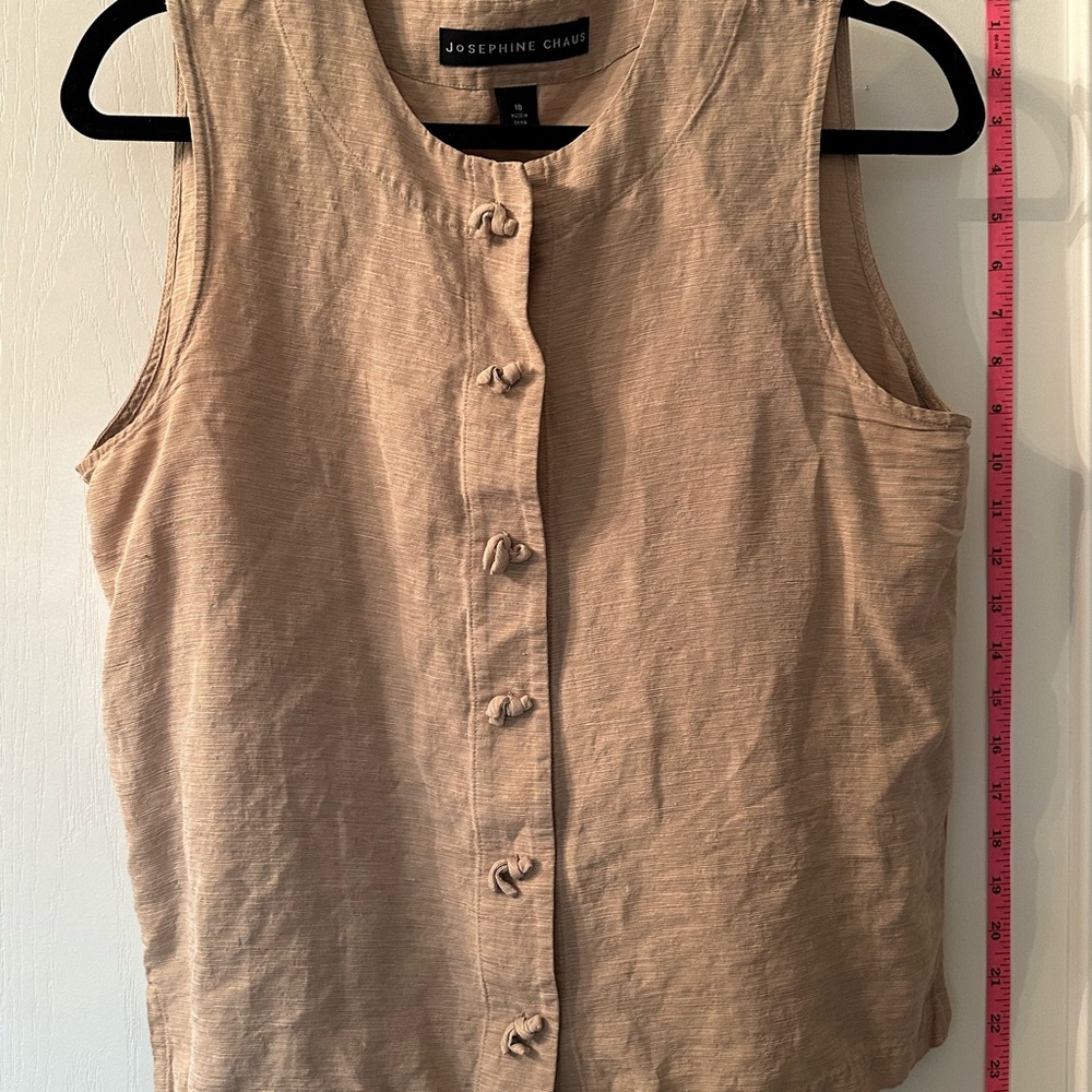Josephine Chaus Tan Button Down Tank Top
